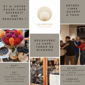 Invitation au café-tango, ouvert à tous chaque mercredi matin de 10h30 à 12h30