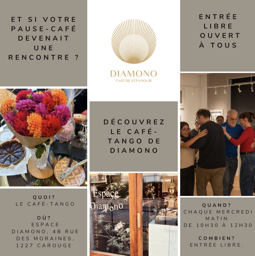 Invitation au café-tango, ouvert à tous chaque mercredi matin de 10h30 à 12h30